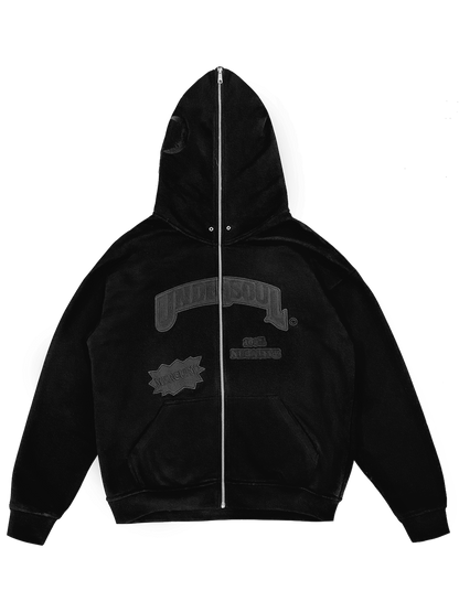 TOTAL BLACK «UNDERWOOD» FULL ZIP HOODIE