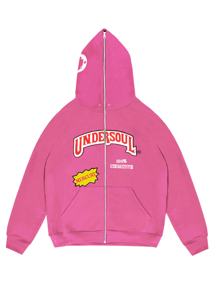 PINK «UNDERWOOD» FULL ZIP HOODIE