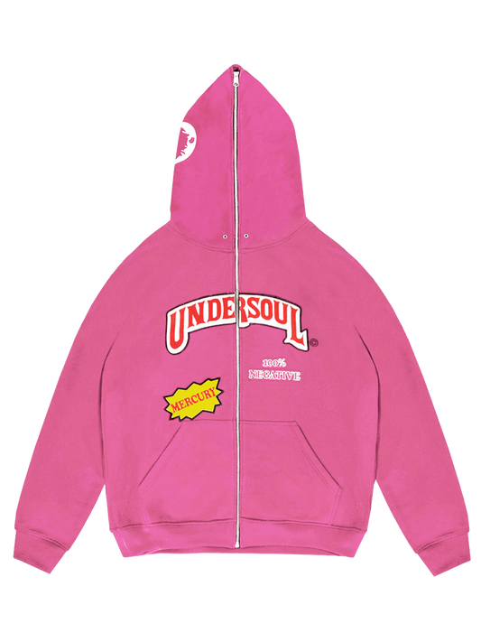 PINK «UNDERWOOD» FULL ZIP HOODIE