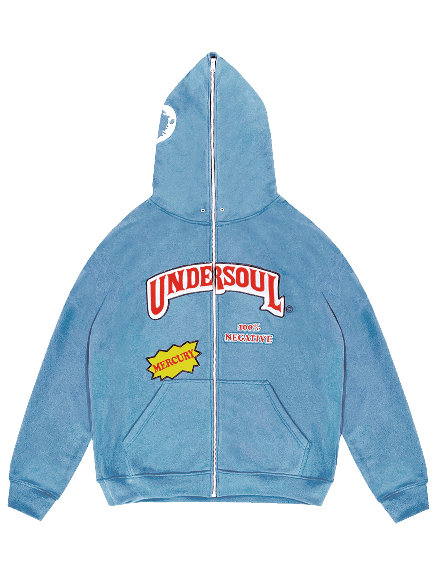 LIGHT BLUE «UNDERWOOD» FULL ZIP HOODIE