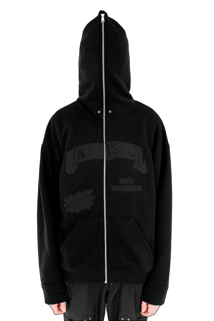 TOTAL BLACK «UNDERWOOD» FULL ZIP HOODIE