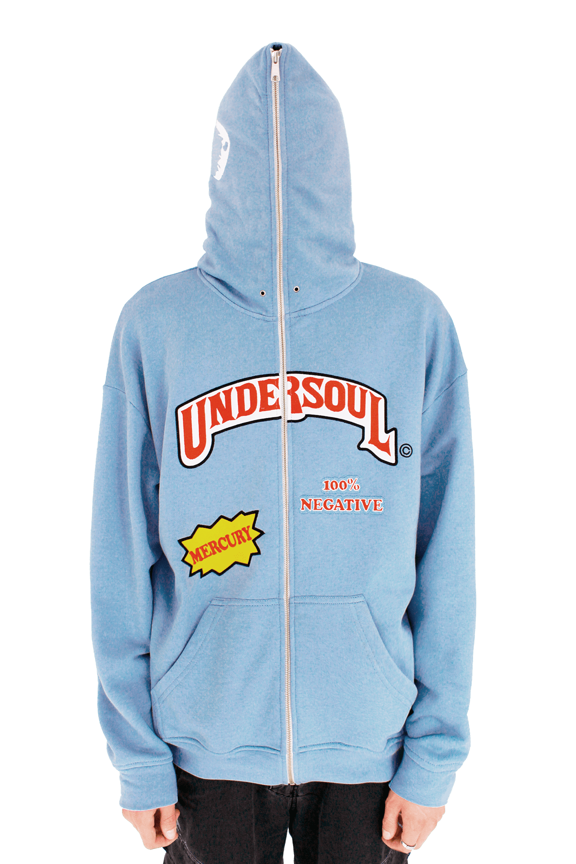 LIGHT BLUE «UNDERWOOD» FULL ZIP HOODIE