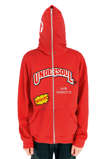 RED «UNDERWOOD» FULL ZIP HOODIE